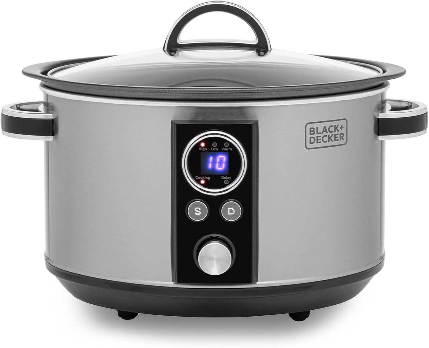 BLACK+DECKER BXSC16045GB 6.5L Digital Sear & Stew Slow Cooker, Stainless Steel & Black
