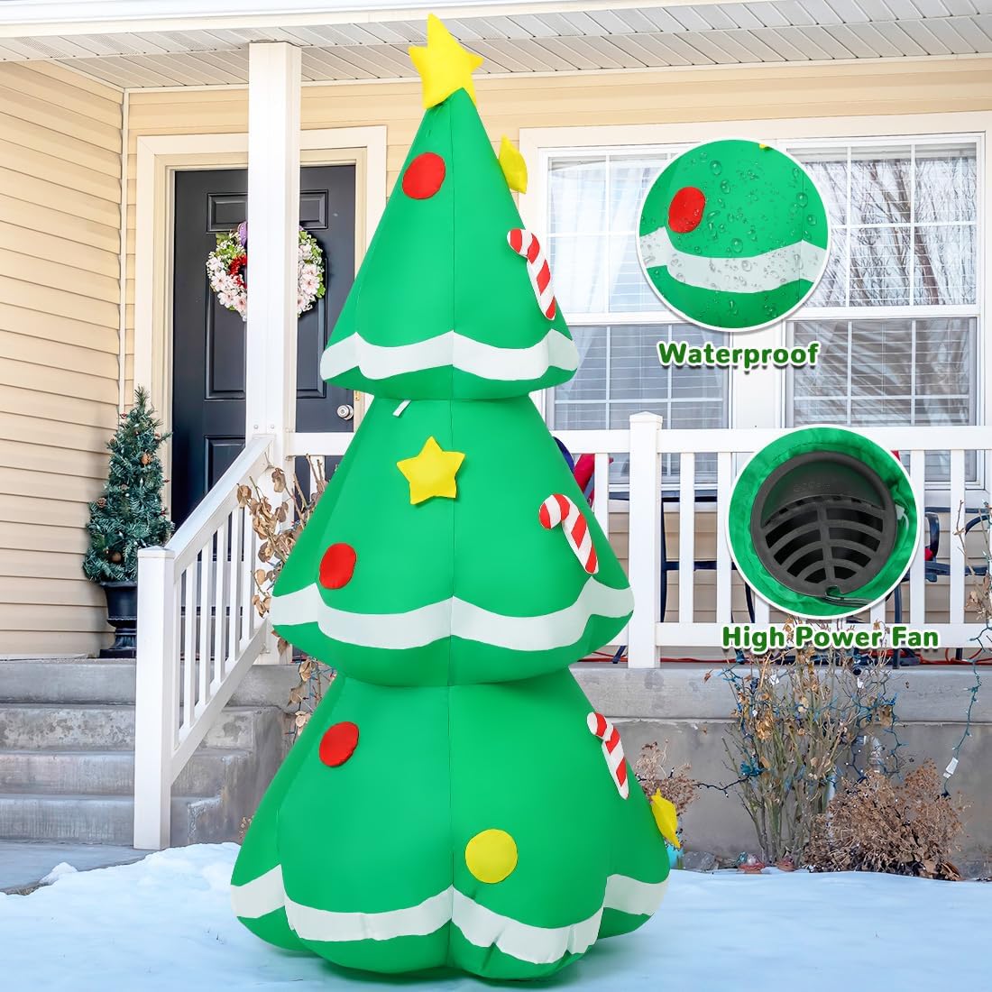 GOOSH 5 FT Christmas Inflatables Tree Outdoor Decorations Blow Up Tree Yard Decoration with Built-in LEDs for Xmas Holiday Party Indoor Garden Lawn Decor