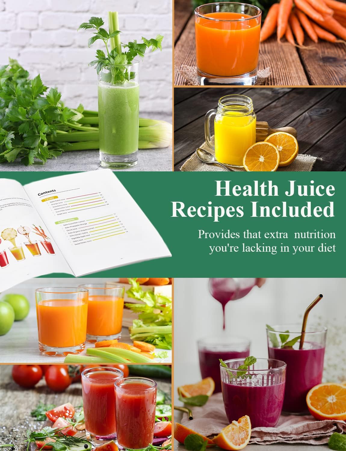 Juilist Juicer, Max Power 900W Juicer Machines with Anti-drip & Anti-slip Function, Juicers Whole Fruit and Vegetable with 3-Inch Wide Mouth Food Chute, 2 Speeds, Recipe Included, Easy to Clean 600W
