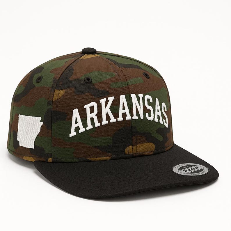 Arkansas Snapback Hat Embroidered State Cap Adjustable Flat Bill Hat for Men and Women
