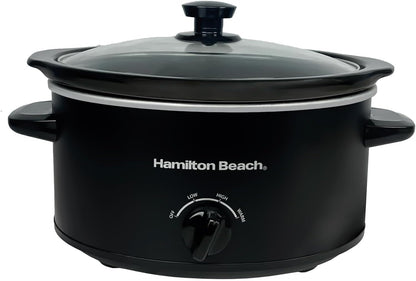 Hamilton Beach 6.5L Family Favourite Slow Cooker, 240W Energy-Efficient Design, Removable Oven-Safe Ceramic Bowl, 3 Heat Settings, Serves 6-8 People, Easy Clean, Black - HBSC070B