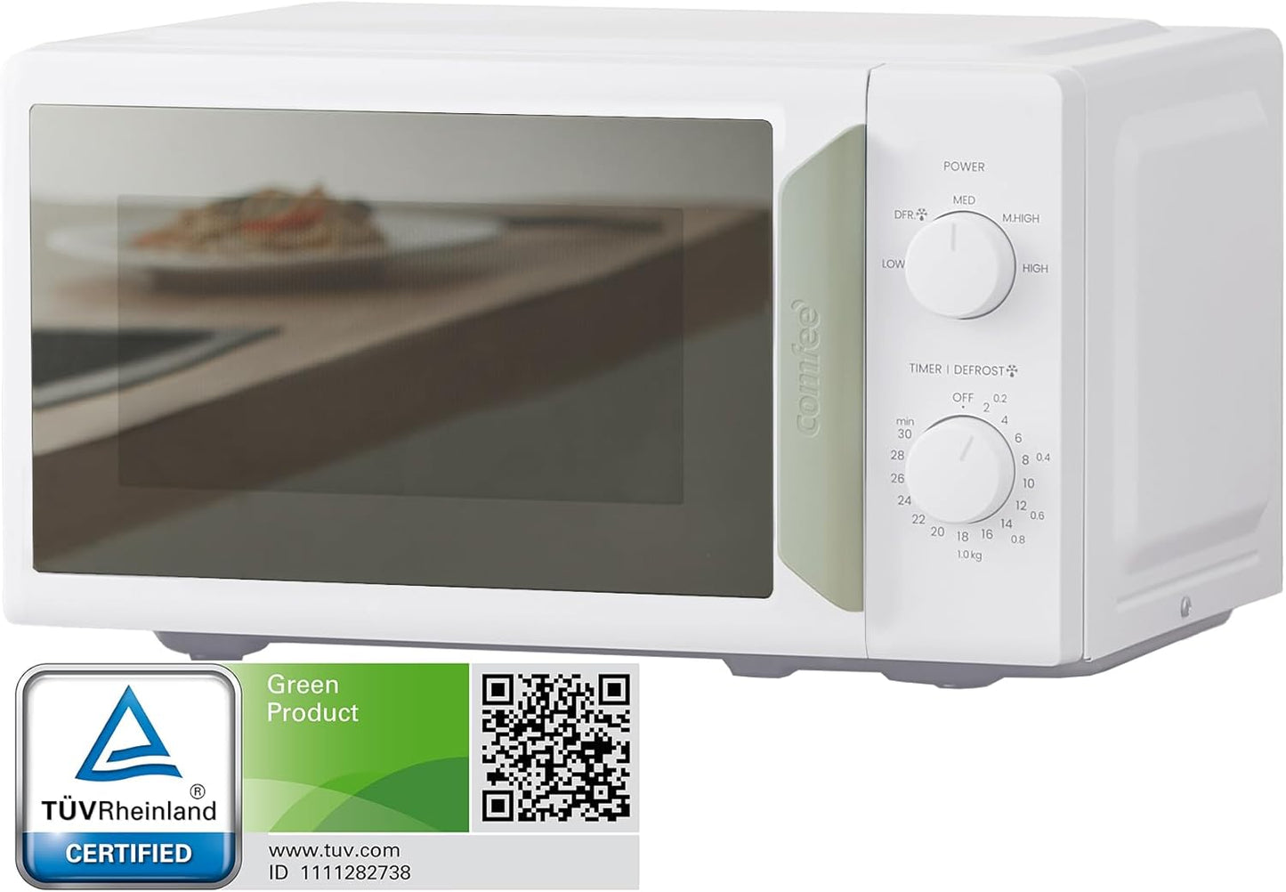 COMFEE' Black Compact Microwave Oven 700W with Manual Control - 20L Countertop Microwave for Small Kitchens, 5 Power Levels & Quick Defrost, CM-M202CC(BK)