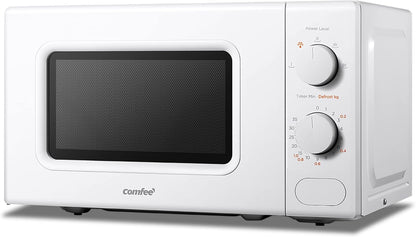 COMFEE' Black Compact Microwave Oven 700W with Manual Control - 20L Countertop Microwave for Small Kitchens, 5 Power Levels & Quick Defrost, CM-M202CC(BK)