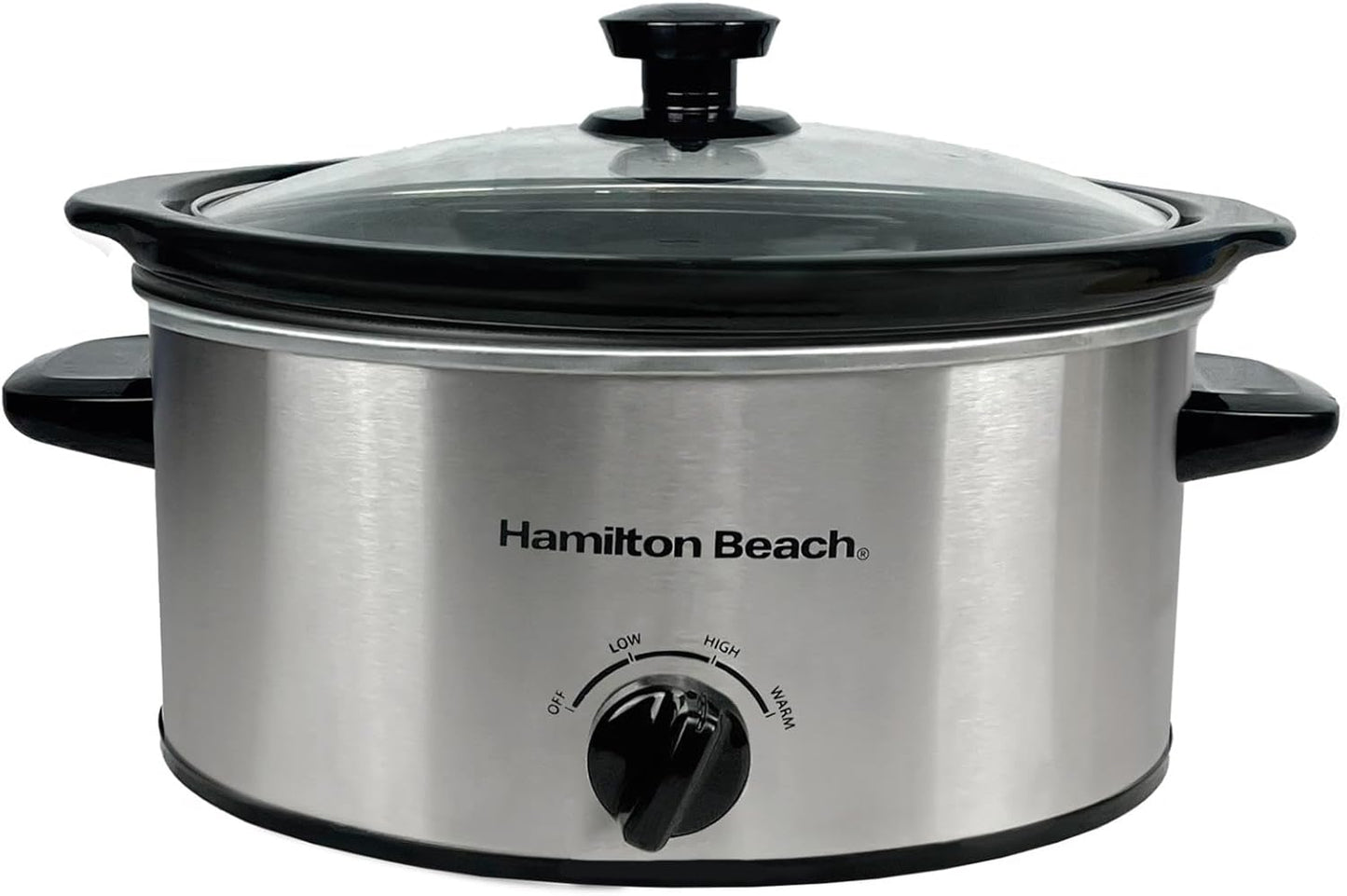 Hamilton Beach 6.5L Family Favourite Slow Cooker, 240W Energy-Efficient Design, Removable Oven-Safe Ceramic Bowl, 3 Heat Settings, Serves 6-8 People, Easy Clean, Black - HBSC070B