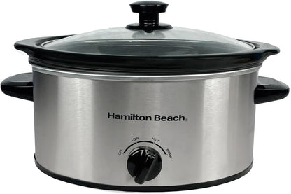 Hamilton Beach 6.5L Family Favourite Slow Cooker, 240W Energy-Efficient Design, Removable Oven-Safe Ceramic Bowl, 3 Heat Settings, Serves 6-8 People, Easy Clean, Black - HBSC070B