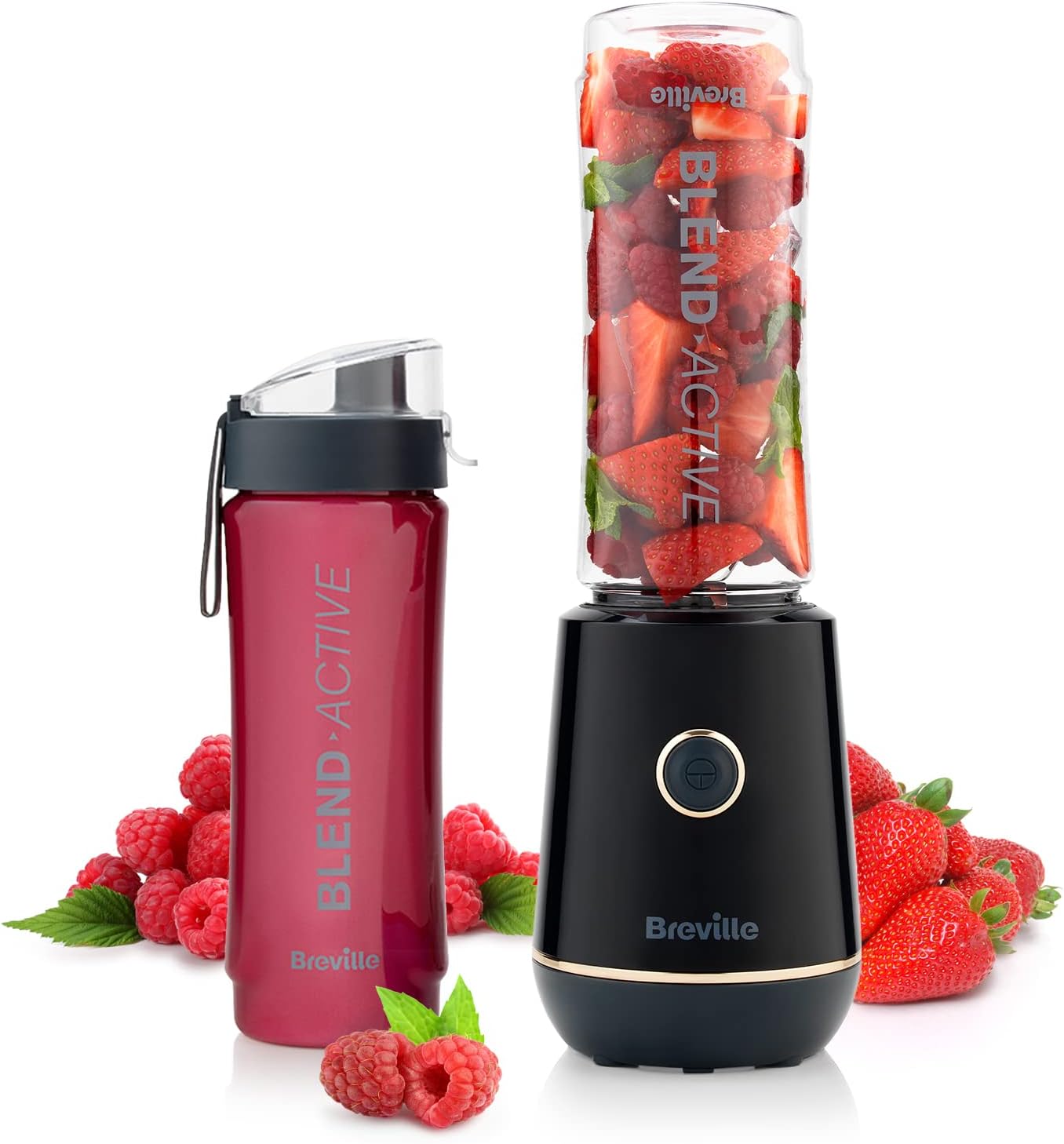 Breville Blend Active Personal Blender & Smoothie Maker | 350W | 2 Portable Blend Active Bottles (600ml) | Leak Proof Lids | White & Green [VBL246]