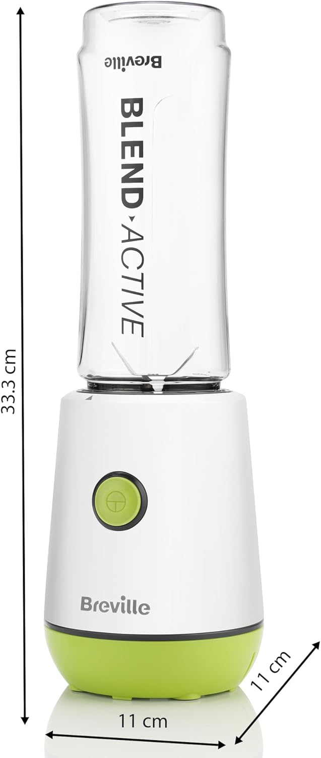 Breville Blend Active Personal Blender & Smoothie Maker | 350W | 2 Portable Blend Active Bottles (600ml) | Leak Proof Lids | White & Green [VBL246]