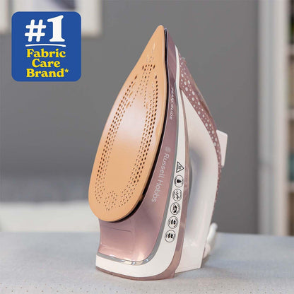 Russell Hobbs Pearl Glide Steam Iron, Pearl Infused Ceramic Soleplate for smoother glide, 315ml Water Tank, 150g Steam Shot, 40g Continuous steam, Anti-drip & Anti-calc function, 2m Cord, 2600W, 23972