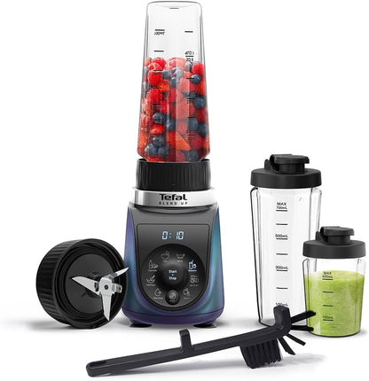 Tefal Blendforce II Blender, 2L Plastic Jug, 1.25L Effective Capacity, 600W, 4 Removable Stainless Steel Blades, Smoothie, Ice Crush, 2 Speeds + Pulse, Kitchen Shakes Maker, Black, BL420840