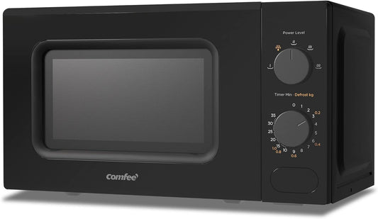 COMFEE' Black Compact Microwave Oven 700W with Manual Control - 20L Countertop Microwave for Small Kitchens, 5 Power Levels & Quick Defrost, CM-M202CC(BK)