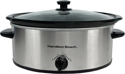 Hamilton Beach 6.5L Family Favourite Slow Cooker, 240W Energy-Efficient Design, Removable Oven-Safe Ceramic Bowl, 3 Heat Settings, Serves 6-8 People, Easy Clean, Black - HBSC070B