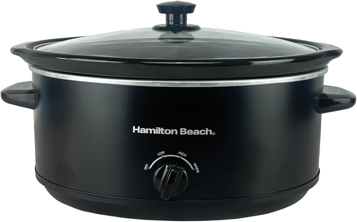 Hamilton Beach 6.5L Family Favourite Slow Cooker, 240W Energy-Efficient Design, Removable Oven-Safe Ceramic Bowl, 3 Heat Settings, Serves 6-8 People, Easy Clean, Black - HBSC070B