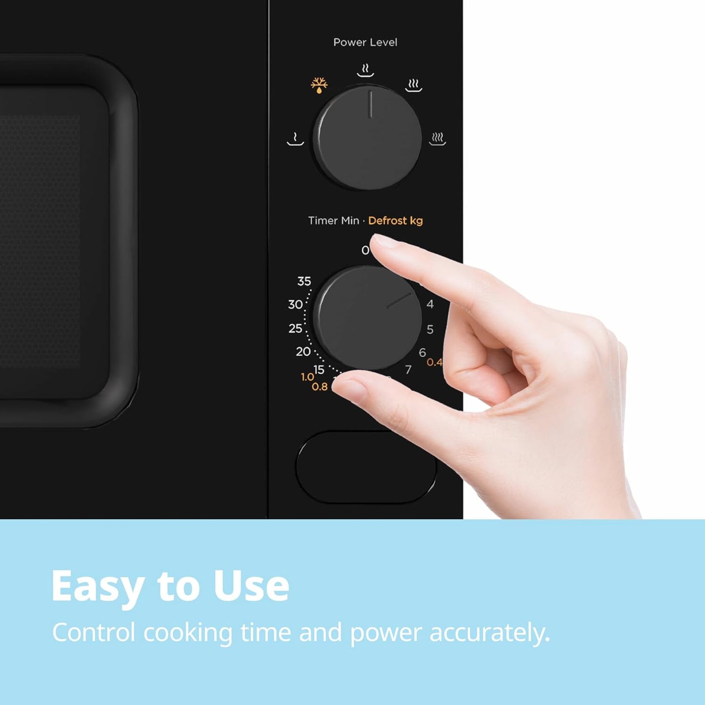 COMFEE' Black Compact Microwave Oven 700W with Manual Control - 20L Countertop Microwave for Small Kitchens, 5 Power Levels & Quick Defrost, CM-M202CC(BK)