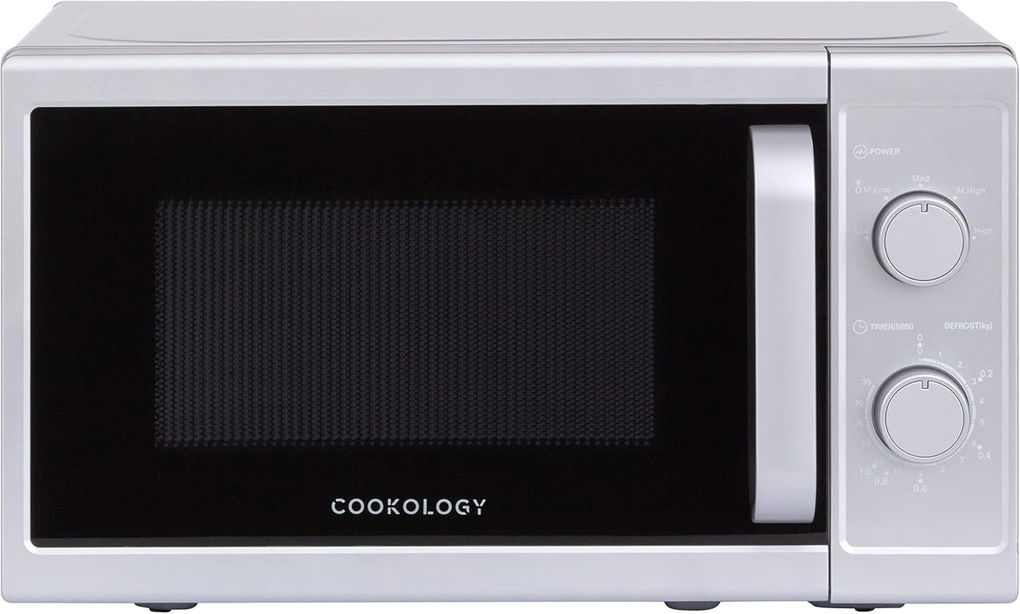Cookology CMAFS20LWH 800W Freestanding Microwave - Digital Microwave with 20 Litre Capacity and 25cm Turntable - 5 Cooking Power Levels - Quick Defrost Setting and Dial Timer - White