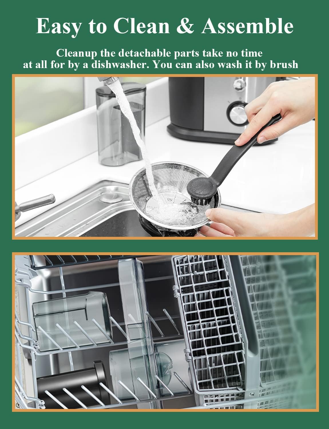 Juilist Juicer, Max Power 900W Juicer Machines with Anti-drip & Anti-slip Function, Juicers Whole Fruit and Vegetable with 3-Inch Wide Mouth Food Chute, 2 Speeds, Recipe Included, Easy to Clean 600W