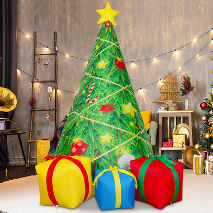 COMIN 7 FT Christmas Decorations Inflatables Tree Outdoor Blow Up Yard Gift Box with Built-in LEDs for Indoor Party Garden Lawn Decor