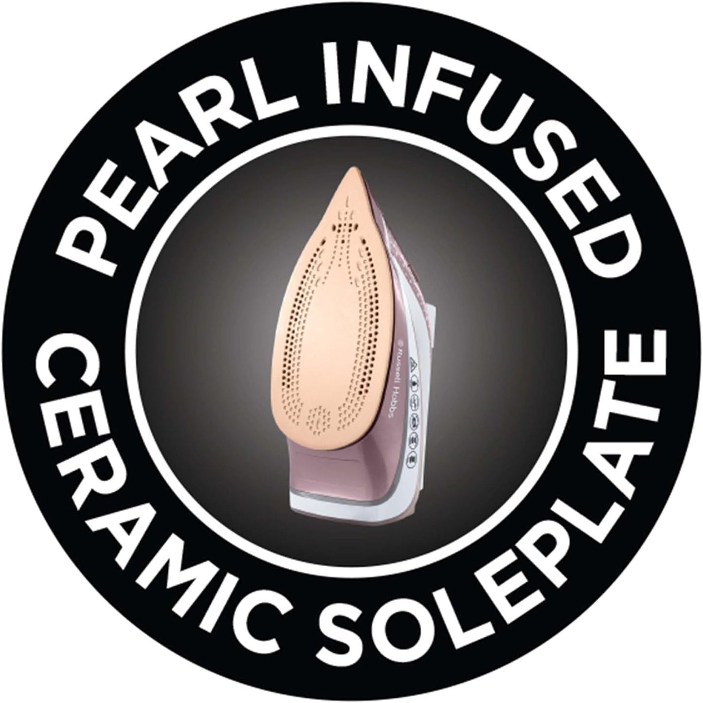 Russell Hobbs Pearl Glide Steam Iron, Pearl Infused Ceramic Soleplate for smoother glide, 315ml Water Tank, 150g Steam Shot, 40g Continuous steam, Anti-drip & Anti-calc function, 2m Cord, 2600W, 23972