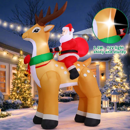 COMIN 9.8 FT Christmas Decorations Outdoor Inflatables Santa Claus Riding Reindeer Blow ups with Built-in LEDs for Yard Party Lawn Decor