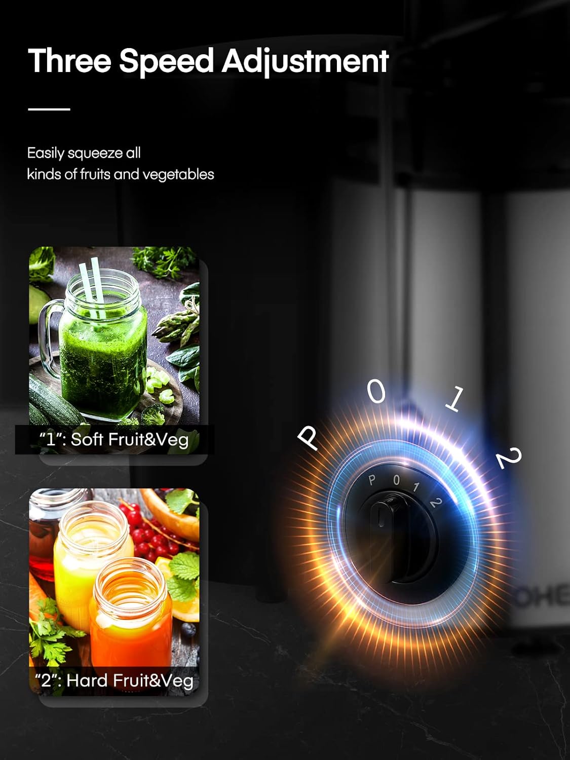 Juicer Machines, FOHERE Centrifugal Juicer Extractor Max Power 900W,Large 3” Feed Chute for Whole Fruit and Vegetables,3 Speed Control, 400w Motor,Cleaning Brush and Recipe Included (Silver)