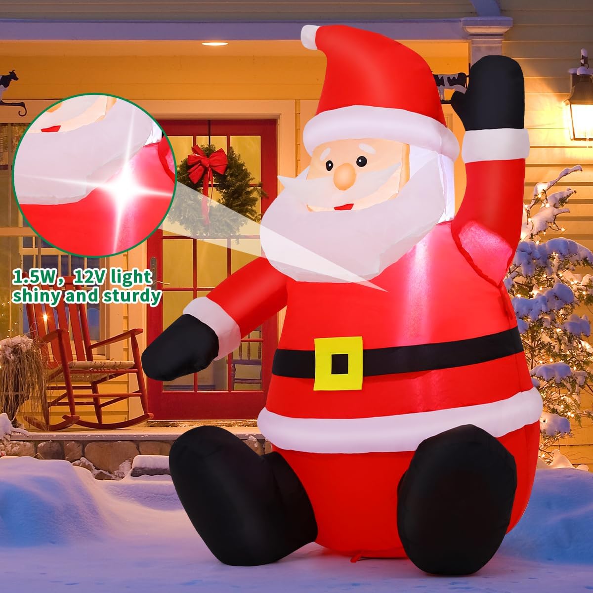 COMIN 4FT Christmas Inflatables Decorations Outdoor Blow Up Santa Claus Inflatable with Built-in LEDs for Yard Lawn Garden