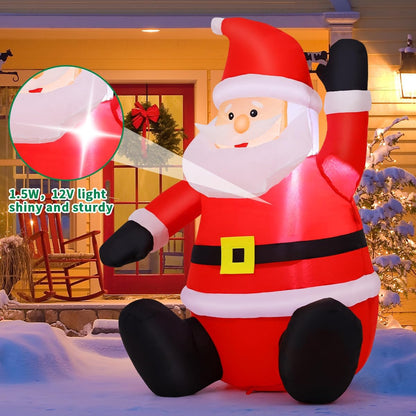 COMIN 4FT Christmas Inflatables Decorations Outdoor Blow Up Santa Claus Inflatable with Built-in LEDs for Yard Lawn Garden