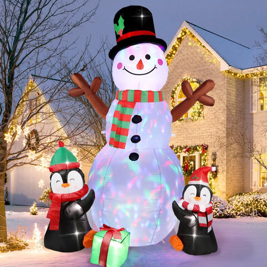 OurWarm 6ft Christmas Inflatables Christmas Decorations Outdoor, Inflatable Snowman Penguin Blow Up Yard Decorations with Rotating LED Lights for Indoor Outdoor Christmas Decorations Yard Garden Decor