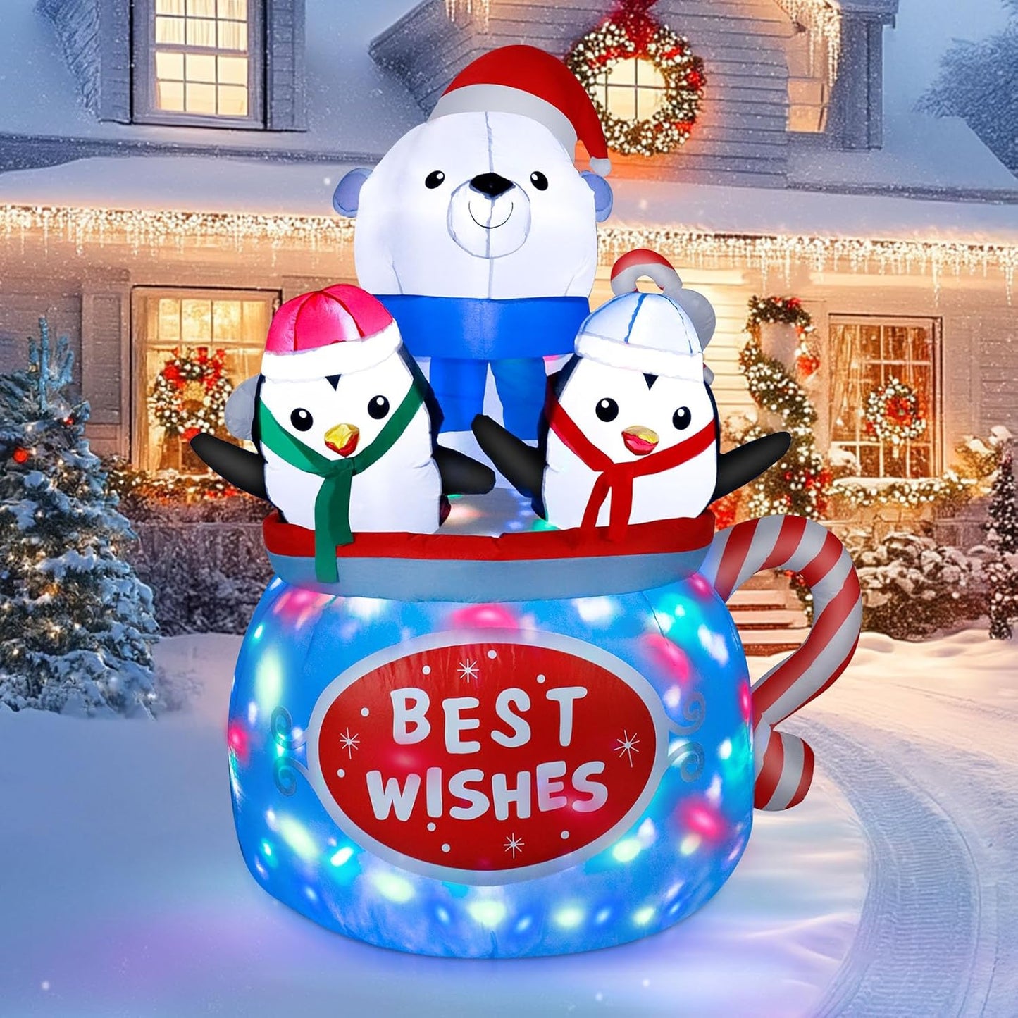 Dawdix 14FT Christmas Tree Inflatable Outdoor Decoration, Giant Christmas Inflatables Tree with 3 Gift Boxes, Lighted Christmas Decoration for Yard, Blow Up Xmas New Year Lawn Decor