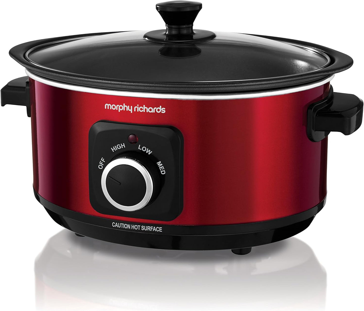 Morphy Richards 3.5L Sear & Stew Slow Cooker, Shatter Resistant Aluminium Pot, 3 Heat Settings, Hob Proof, Easy Clean, 163W, Black, 460012