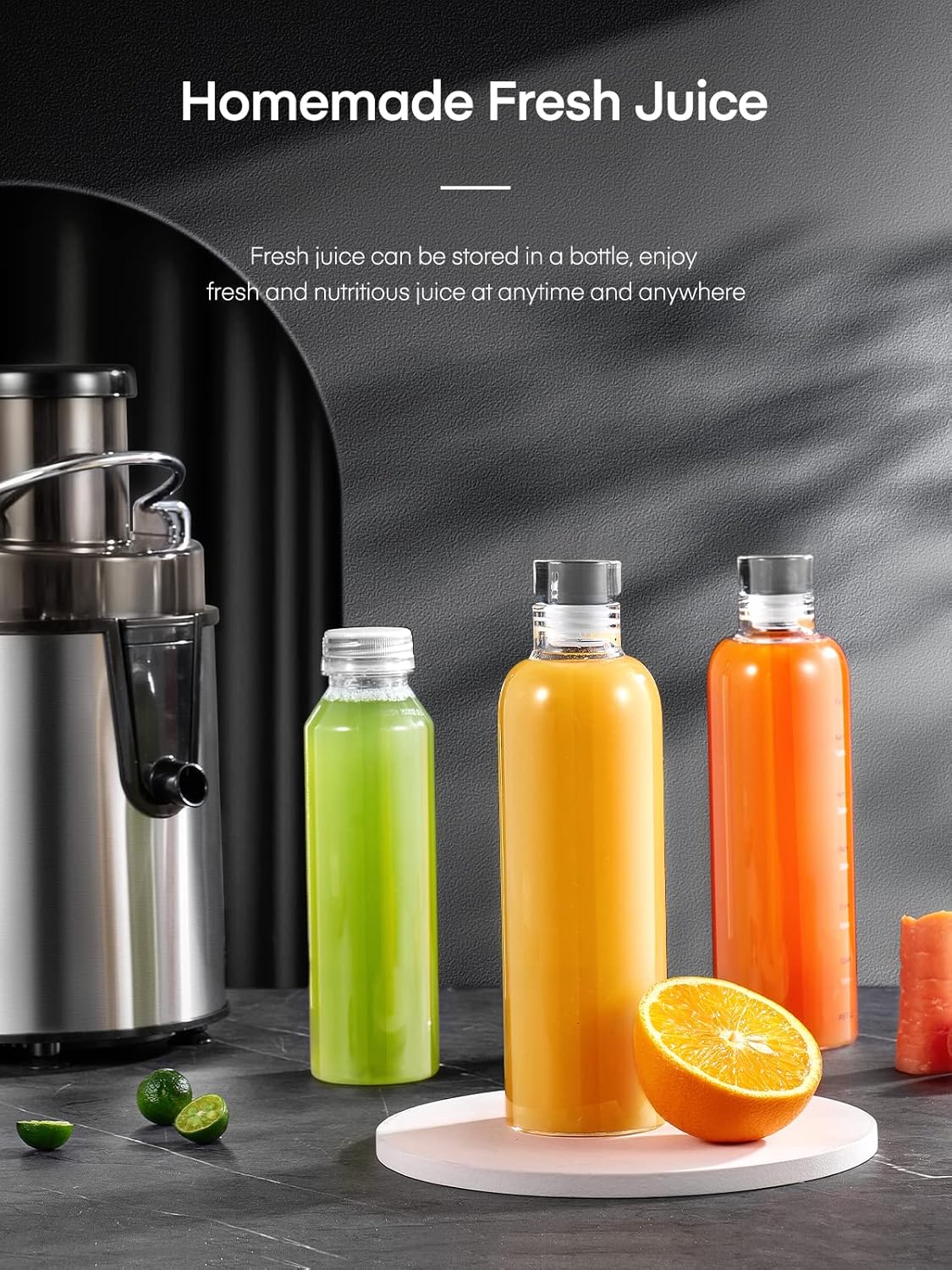 Juicer Machines, FOHERE Centrifugal Juicer Extractor Max Power 900W,Large 3” Feed Chute for Whole Fruit and Vegetables,3 Speed Control, 400w Motor,Cleaning Brush and Recipe Included (Silver)