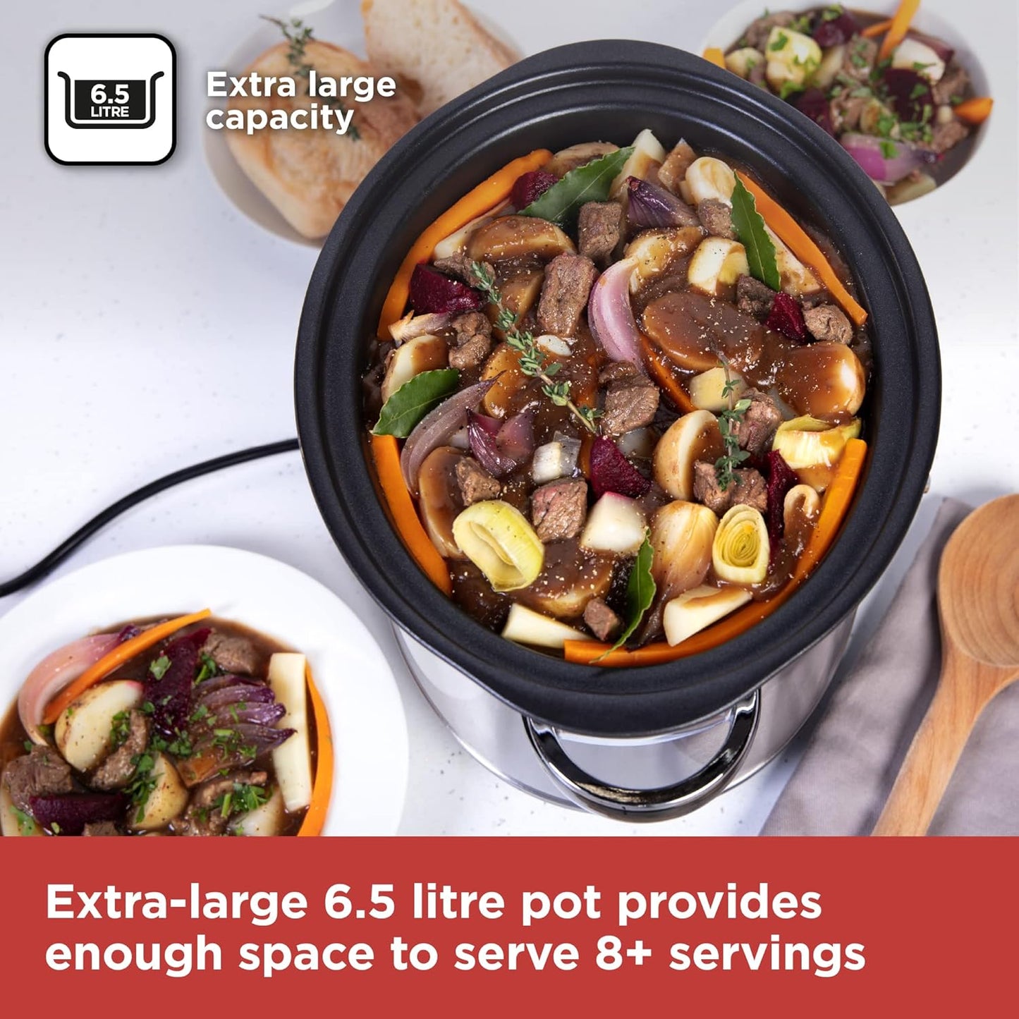 BLACK+DECKER BXSC16045GB 6.5L Digital Sear & Stew Slow Cooker, Stainless Steel & Black