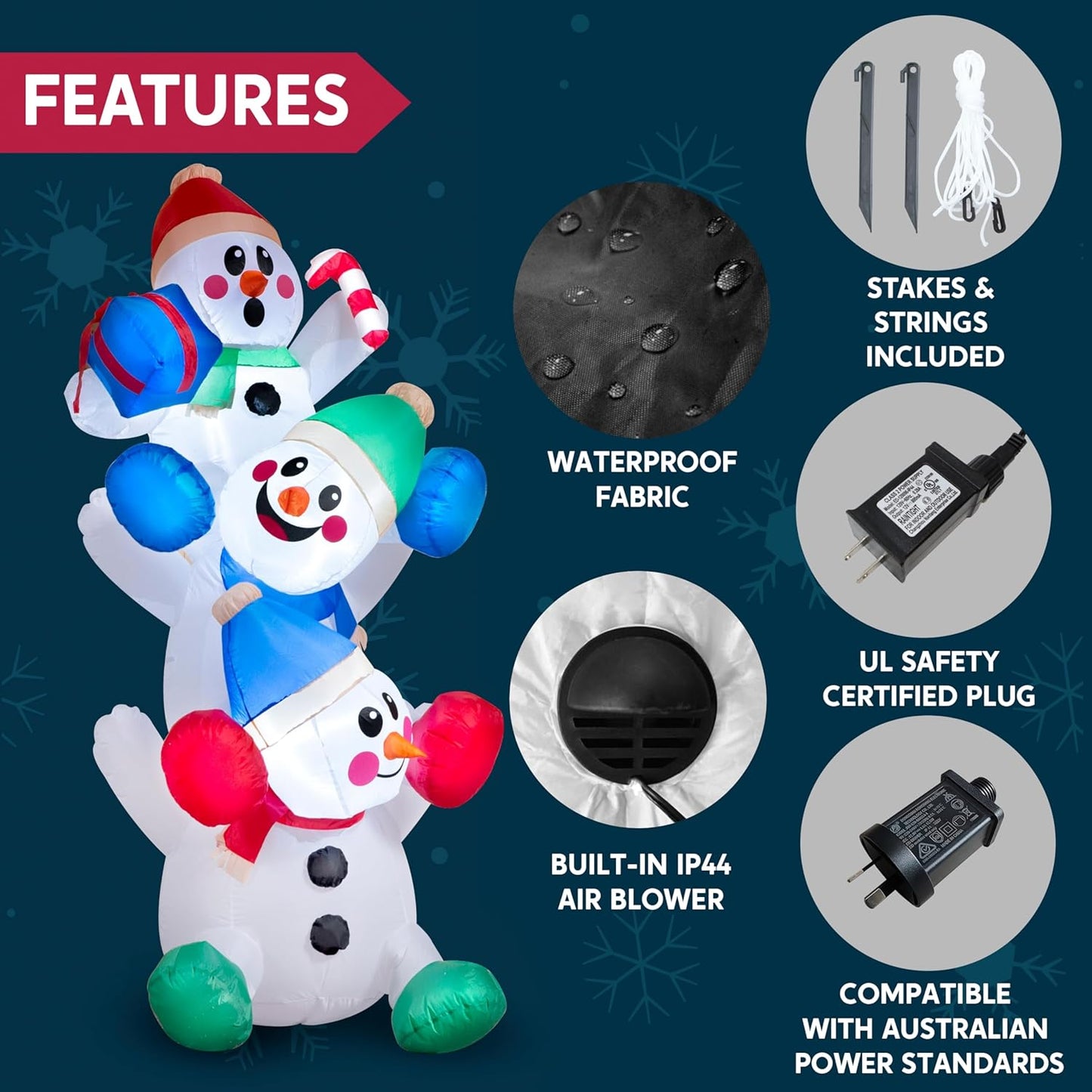 Joiedomi 6 FT Christmas Inflatable Decoration Stacked Snowman with Build-in LEDs Blow Up Inflatables for Xmas Party, Home Indoor Outdoor Christmas Décor Yard Garden Lawn Winter Holiday Supplies Décor