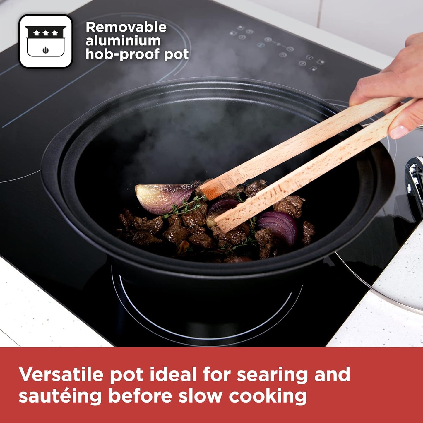 BLACK+DECKER BXSC16045GB 6.5L Digital Sear & Stew Slow Cooker, Stainless Steel & Black