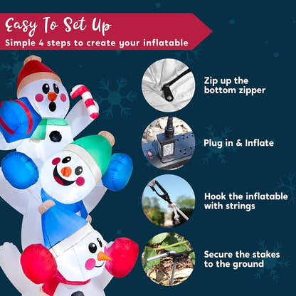 Joiedomi 6 FT Christmas Inflatable Decoration Stacked Snowman with Build-in LEDs Blow Up Inflatables for Xmas Party, Home Indoor Outdoor Christmas Décor Yard Garden Lawn Winter Holiday Supplies Décor