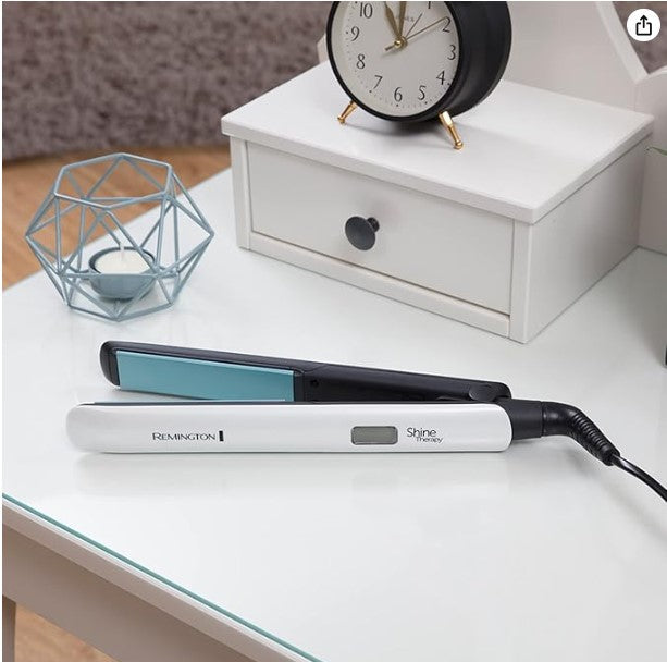 Remington Shine Therapy Hair Straightener with Advanced Ceramic coating infused with Moroccan Argan Oil for sleek & smooth glide
