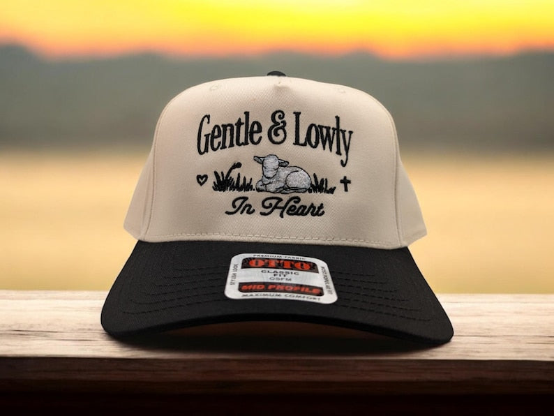 Trendy 2-Tone Christian Trucker Hat- Embroidered Gentle & Lowly