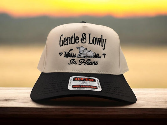 Trendy 2-Tone Christian Trucker Hat- Embroidered Gentle & Lowly