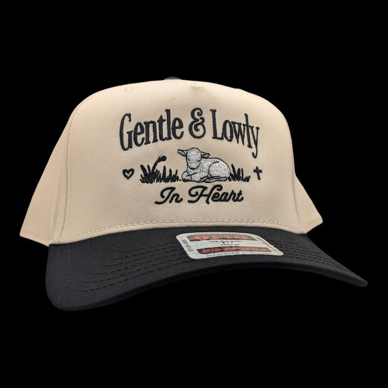 Trendy 2-Tone Christian Trucker Hat- Embroidered Gentle & Lowly
