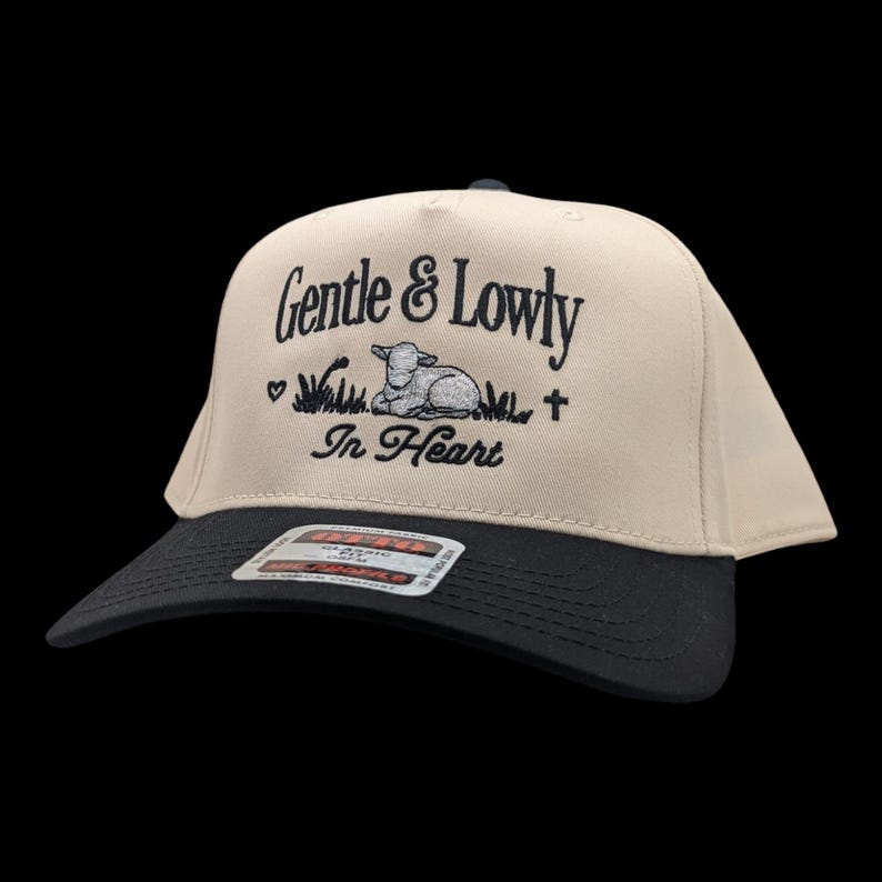 Trendy 2-Tone Christian Trucker Hat- Embroidered Gentle & Lowly