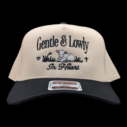 Trendy 2-Tone Christian Trucker Hat- Embroidered Gentle & Lowly