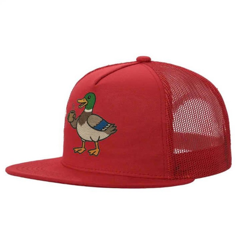 Funny Duck Embroidered Trucker Hat - Coffee Lover Gift