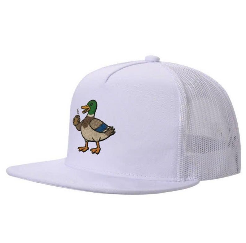 Funny Duck Embroidered Trucker Hat - Coffee Lover Gift