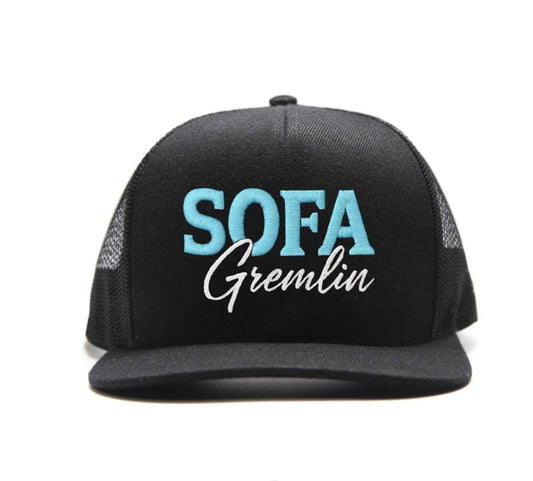 SOFA Gremlin Embroidered Trucker Hat - Funny Couch Lover Snapback Cap - Custom Humor Hat Gift