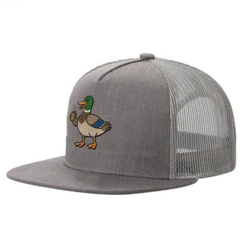 Funny Duck Embroidered Trucker Hat - Coffee Lover Gift