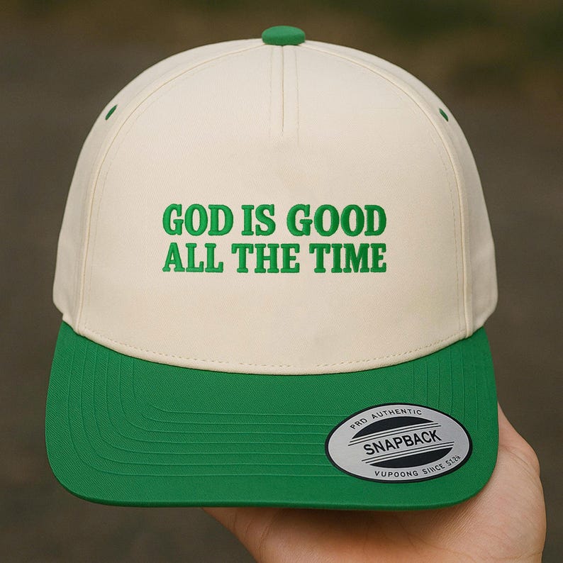 Embroidered Christian Baseball Cap: "god good is all the time" Snapback