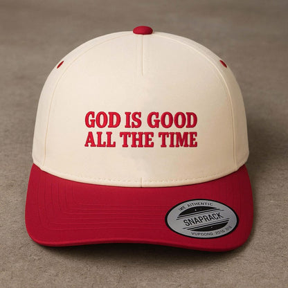 Embroidered Christian Baseball Cap: "god good is all the time" Snapback