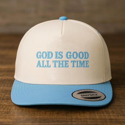 Embroidered Christian Baseball Cap: "god good is all the time" Snapback