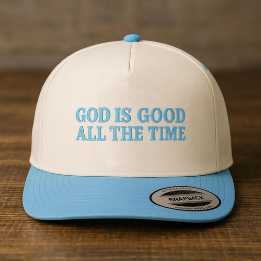 Embroidered Christian Baseball Cap: "god good is all the time" Snapback