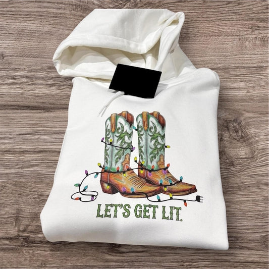 Let's Get Lit Cowboy Christmas Sweatshirt: Western Xmas Gift