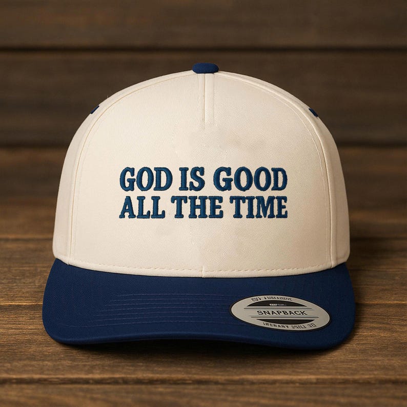 Embroidered Christian Baseball Cap: "god good is all the time" Snapback