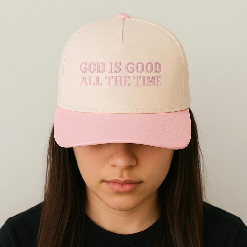 Embroidered Christian Baseball Cap: "god good is all the time" Snapback